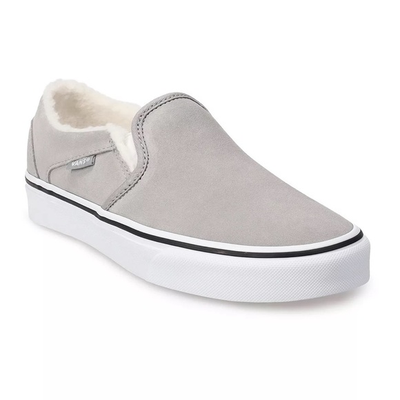 (NWT) Vans Asher Women's Suede Cozy Slip-On Shoes in Gray, Size: 10.5 - Picture 1 of 17